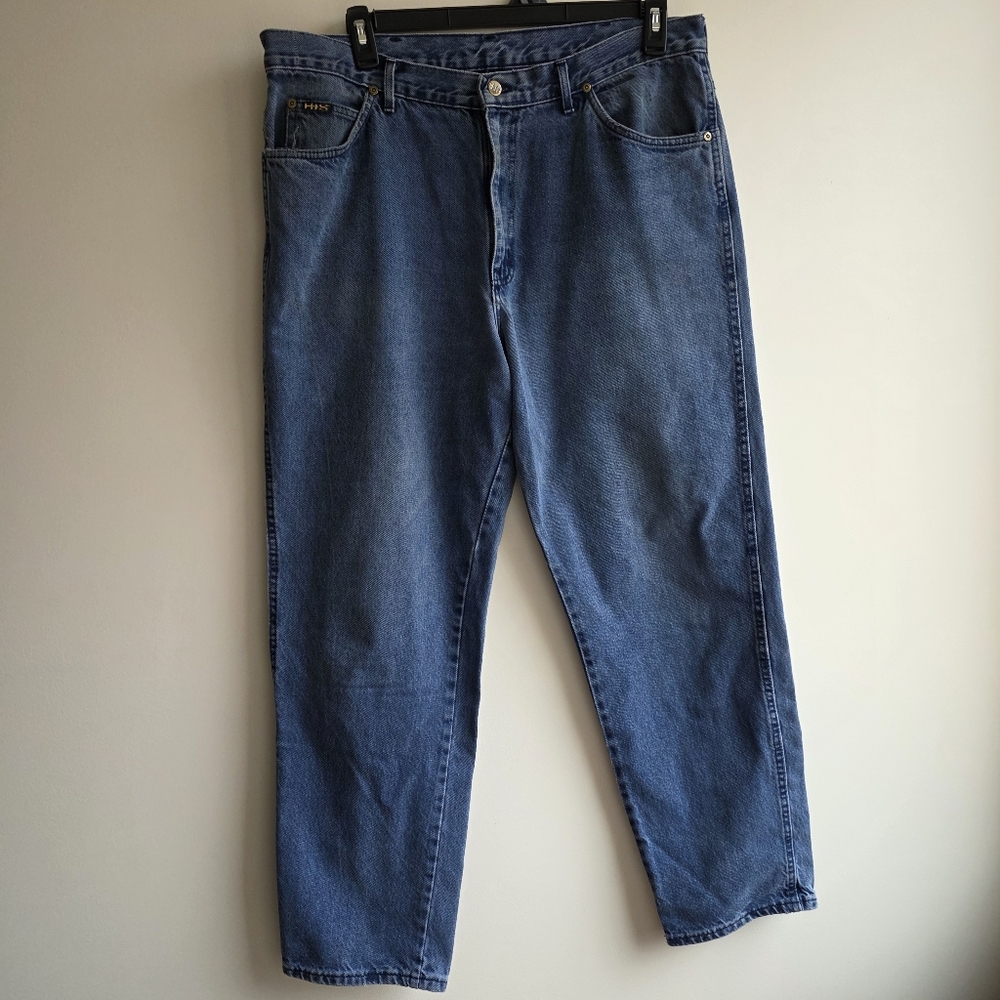 VINTAGE H.I.S. Medium Wash Jeans Made In USA 100%‎ Cotton Baggy 38 X 32